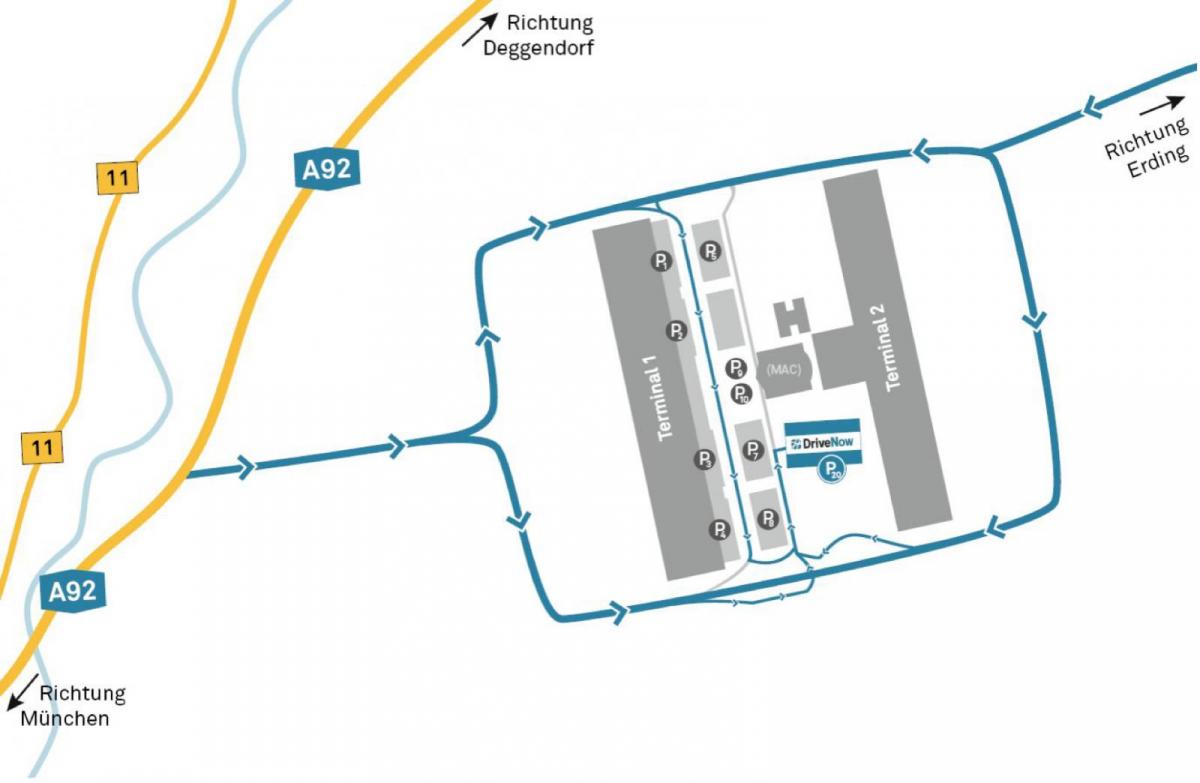 мюнхений нисэх онгоцны буудал машин түрээсийн газрын зураг