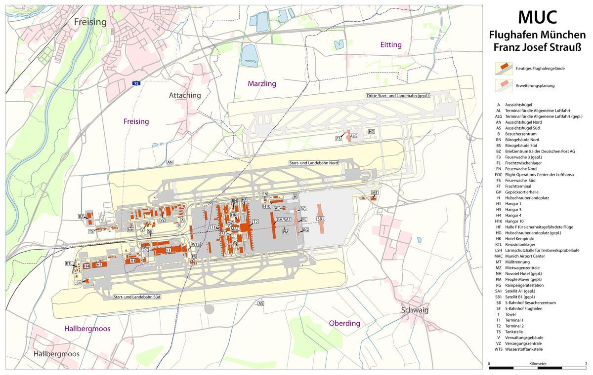 мюнхений нисэх буудлын терминал газрын зураг